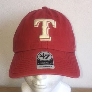 ‘47 New Texas Rangers Hat Mens One Size Red Baseball Cap Strapback Baseball MLB